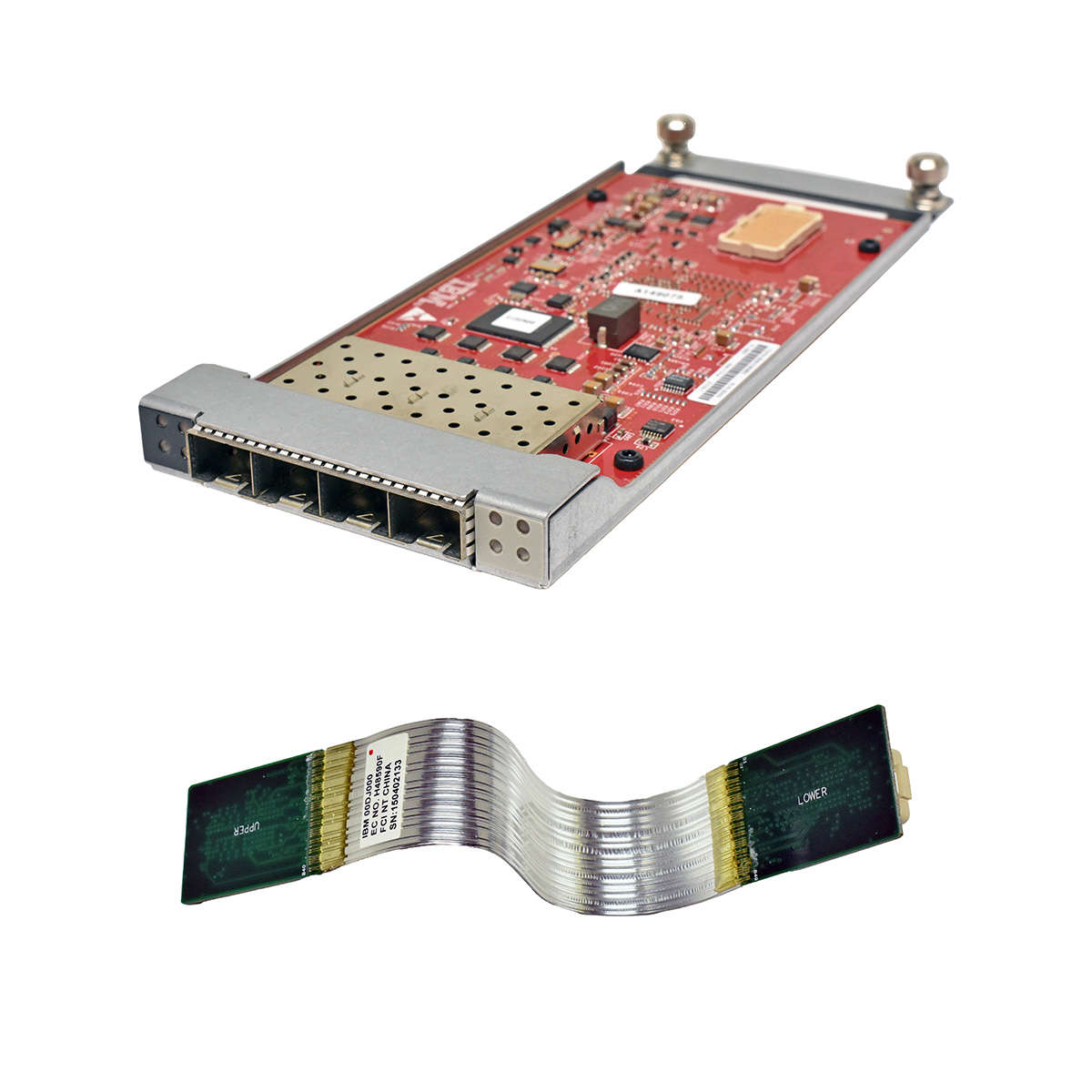 IBM-FlashSystem-V900-4-Port-FC-Network-Interface-C-001.jpg IBM FlashSystem V900 4-Port FC Network Interface Controller Card 00DH062 00DH919 + Data Cable