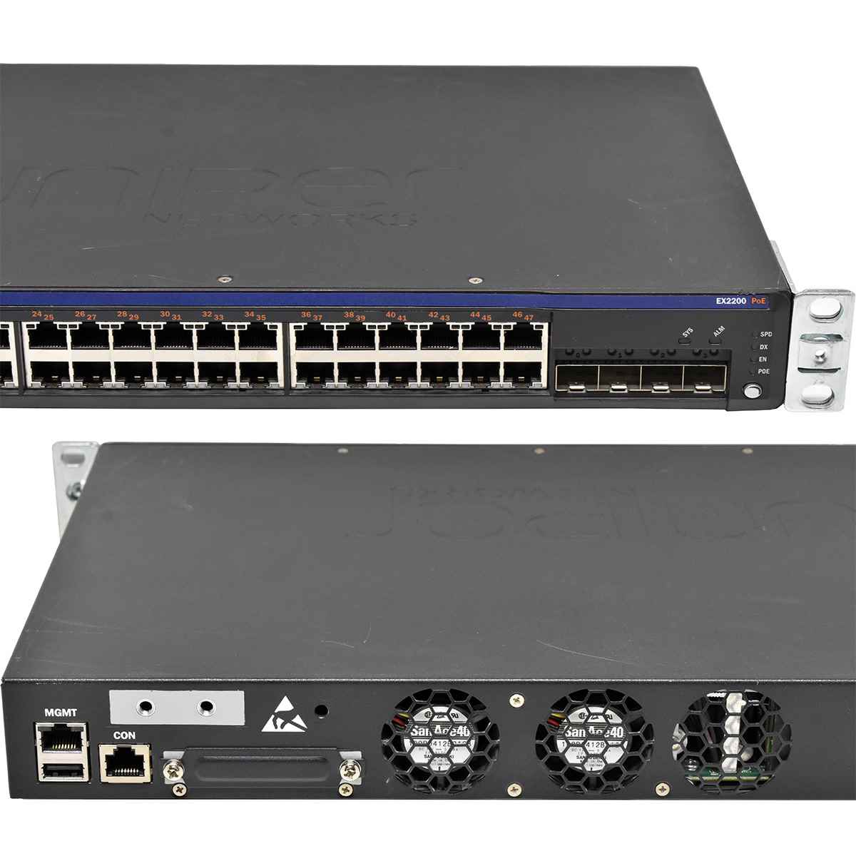 Juniper EX2200-48P-4G 750-026331 48-Port PoE+ 1GE Switch 4x SFP Rack Ears Juniper EX2200-48P-4G 750-026331 48-Port PoE+ 1GE Switch 4x SFP Rack Ears