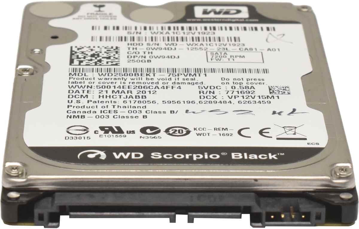Dell WD 250GB 2.5" 7.2K SATA 3G HDD Festplatte WD2500BEKT-75PVMT1 0W94DJ