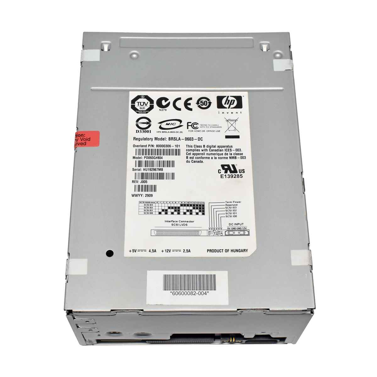 HP StorageWorks Ultrium LTO-4 BRSLA-0603-DC PD093G#804 Tape Drive Bandlaufwerk HP StorageWorks Ultrium LTO-4 BRSLA-0603-DC PD093G#804 Tape Drive Bandlaufwerk