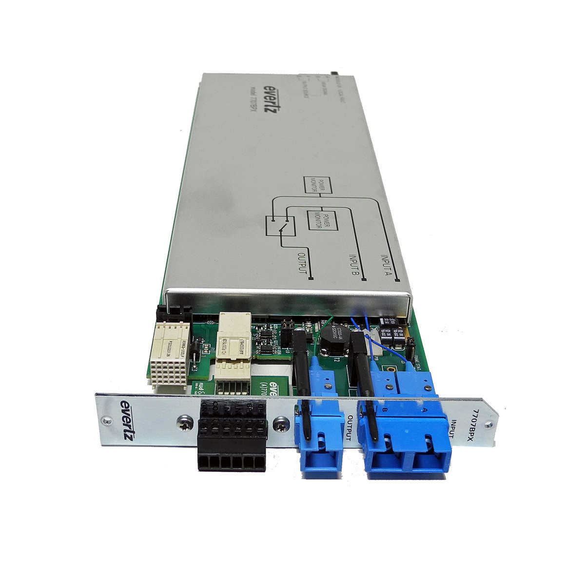 Evertz-7707BPX-optical-Bypass-Protection-Switch-op-003.jpg Evertz 7707BPX optical Bypass Protection Switch/optischer Bypass-Schutzschalter