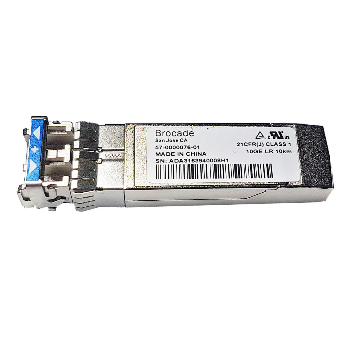 Brocade-57-0000076-01-10Gb-LR-1310nm-10-km-FC-SFP-002.jpg Brocade 57-0000076-01 10Gb LR 1310nm 10 km FC SFP+ Transceiver Module
