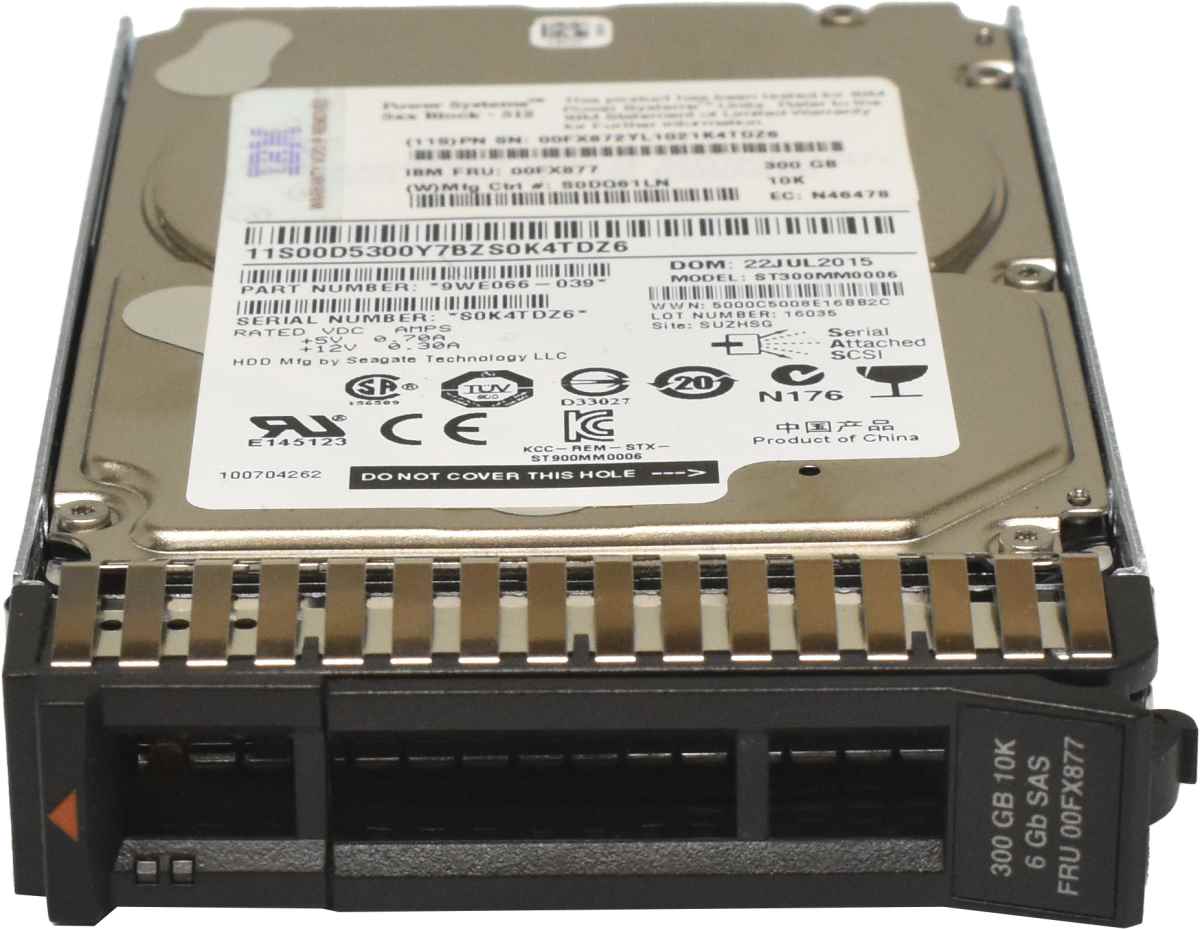 IBM 300GB HDD Festplatte 10K SAS 6G 00FX877 ST300MM0006 mit Rahmen