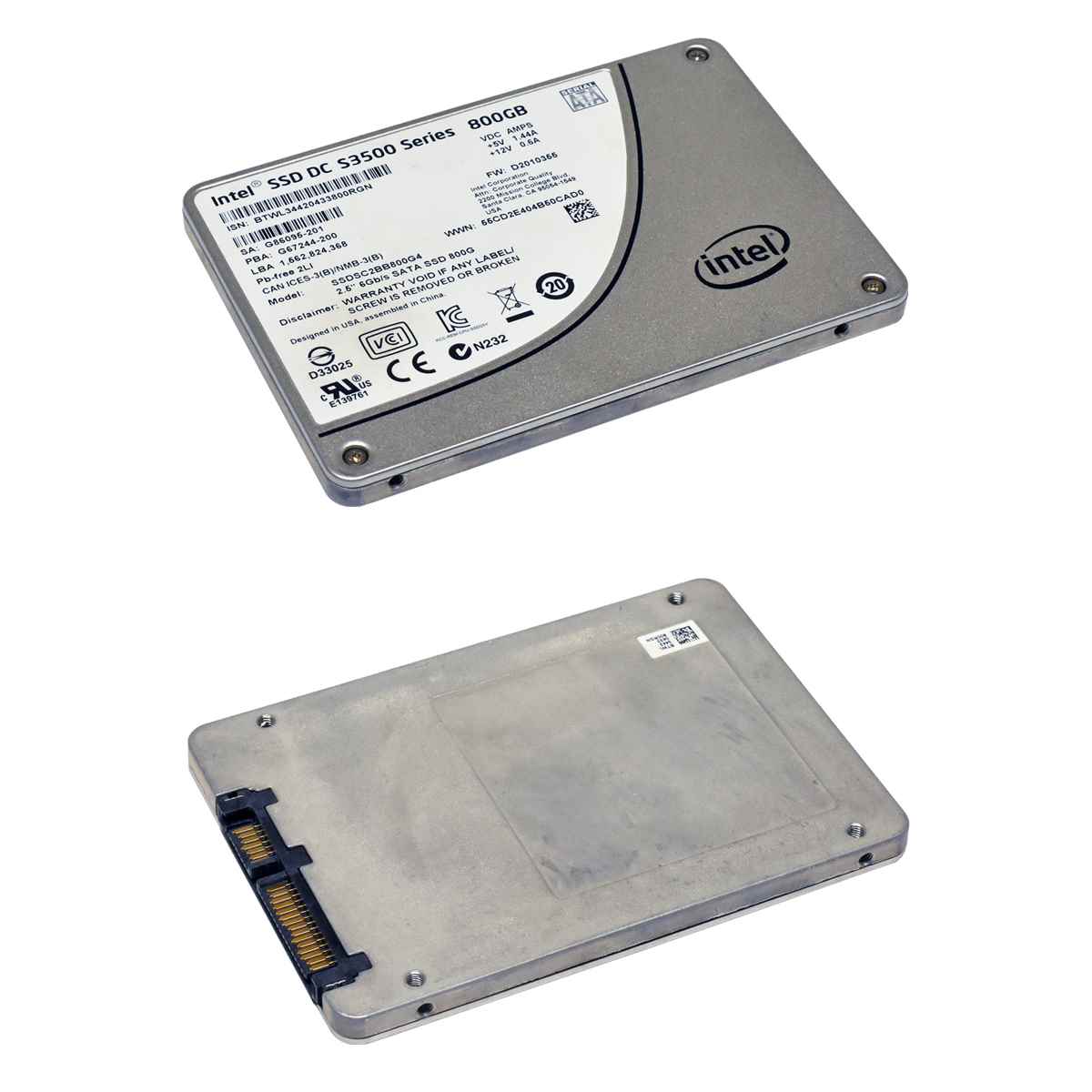 Intel DC S3500 SSDSC2BB800G4 800 GB 2.5“ 6 Gbps SATA Solid State Drive (SSD) Intel DC S3510 SSDSC2BB800G6 800 GB 2.5“ 6 Gbps SATA Solid State Drive (SSD)