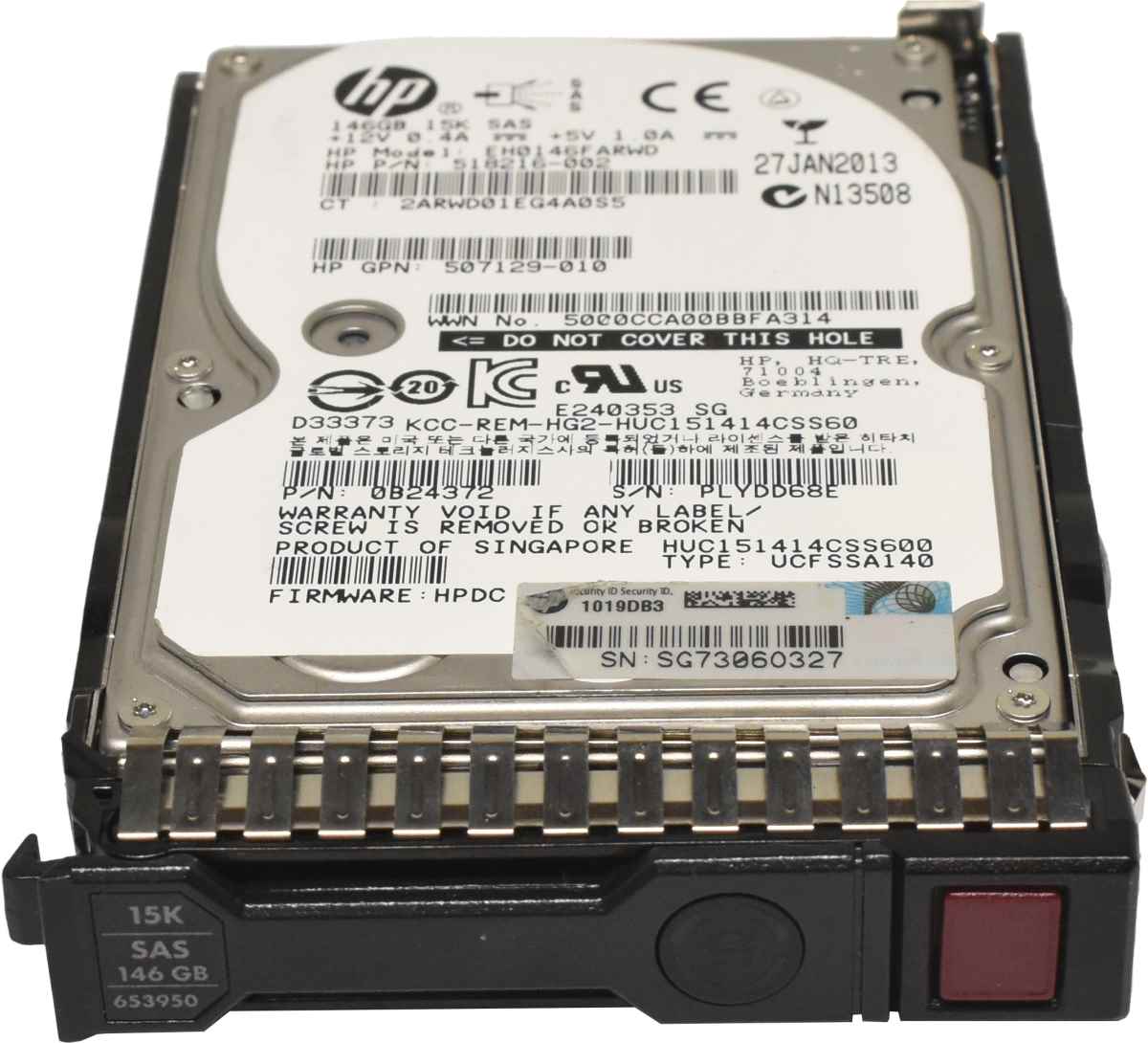 HP 146GB 2.5" 6G 10K SAS HDD Festplatte EH0146FARWD 518216-002 mit Rahmen