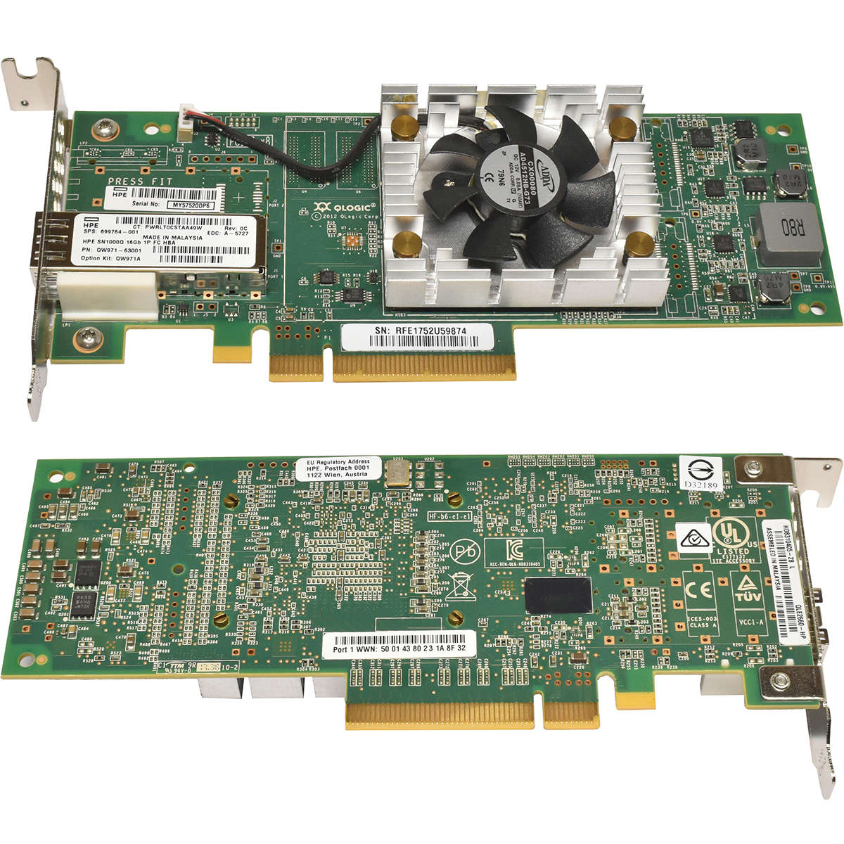 HP-Qlogic-SN1000Q-QLE2660-HP-Single-Port-FC-16Gb-P-005.jpg HP Qlogic SN1000Q QLE2660-HP Single-Port FC 16Gb PCle x8 Network Adapter LP 699764-001 + GBIC