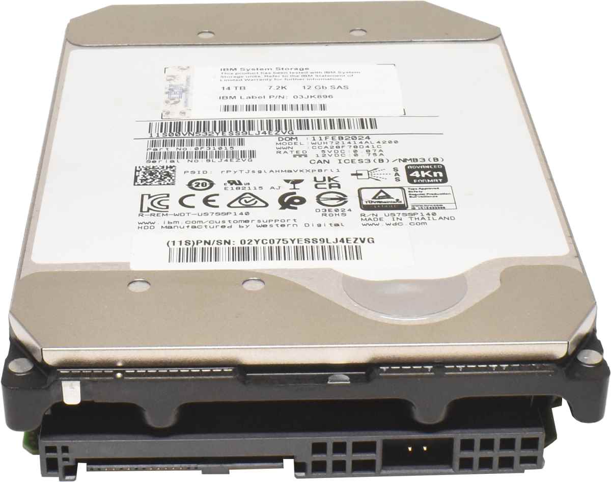 IBM WD 14TB 03JK896 WUH721414AL4200 3.5" 7.2K 12G SAS HDD Festplatte IBM WD 14TB 03JK896 WUH721414AL4200 3.5" 7.2K 12G SAS HDD Festplatte
