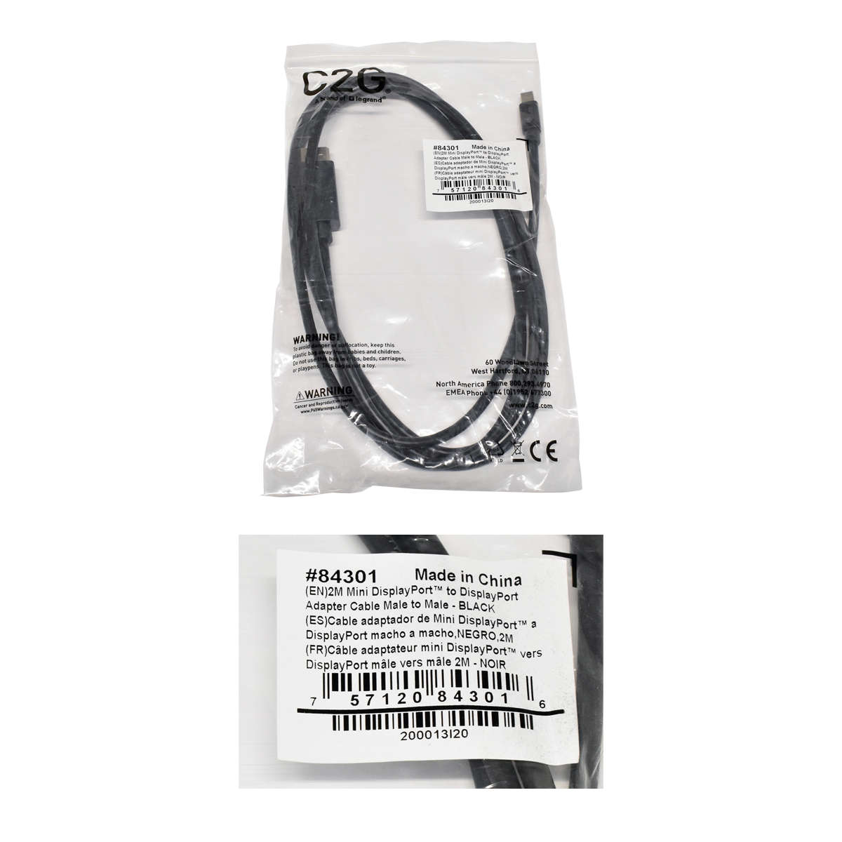 Datenkabel-2M-C2G-84301-Mini-Display-Port---Displa-001.jpg Datenkabel 2M C2G 84301 Mini Display Port - Display Port Neu OVP