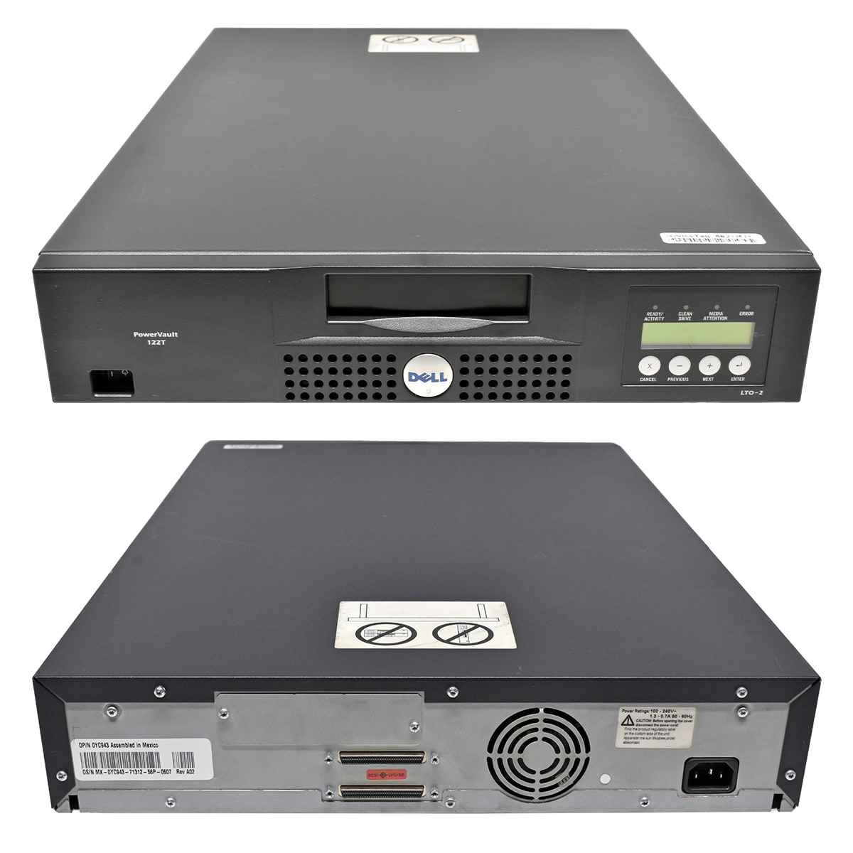 Dell PowerVault 122T 8-Slot LTO-2 SCSI Tape Autolader 0YC943 Dell PowerVault 122T 8-Slot LTO-2 SCSI Tape Autolader 0YC943
