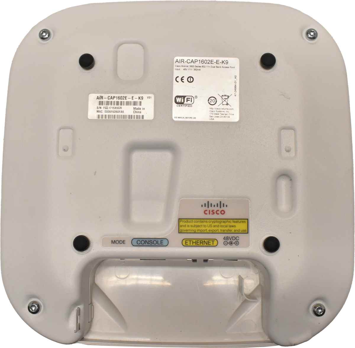 Cisco Access Point AIR-CAP1602E-E-K9 802.11n Dual Band no AC no Bracket Cisco Access Point AIR-CAP1602E-E-K9 802.11n Dual Band no AC no Bracket