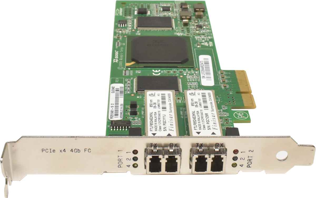 QLogic NetApp QLE2462 FC Dual-Port 4GBit PCIe x4 Host Bus Adapter PX2510401-19 D 111-00204 FP QLogic NetApp QLE2462 FC Dual-Port 4GBit PCIe x4 Host Bus Adapter PX2510401-19 D 111-00204 FP