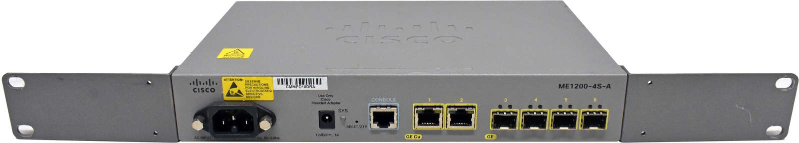 Cisco-ME1200-4S-A-74-12816-03-4-Port-GE-SFP-Access-001.jpg Cisco ME1200-4S-A 74-12816-03 4-Port GE SFP Access Device 2x GE RJ-45 +Rack Ears