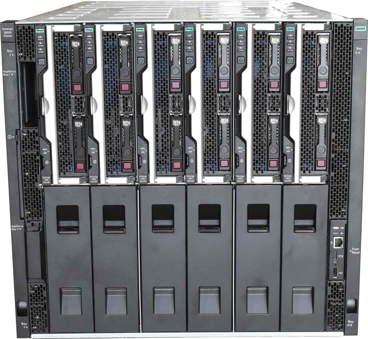 HP Synergy 12000 Frame 6x HP Synergy 480 G10 12x Gold 6134 6TB RAM PC4 14x 2,5