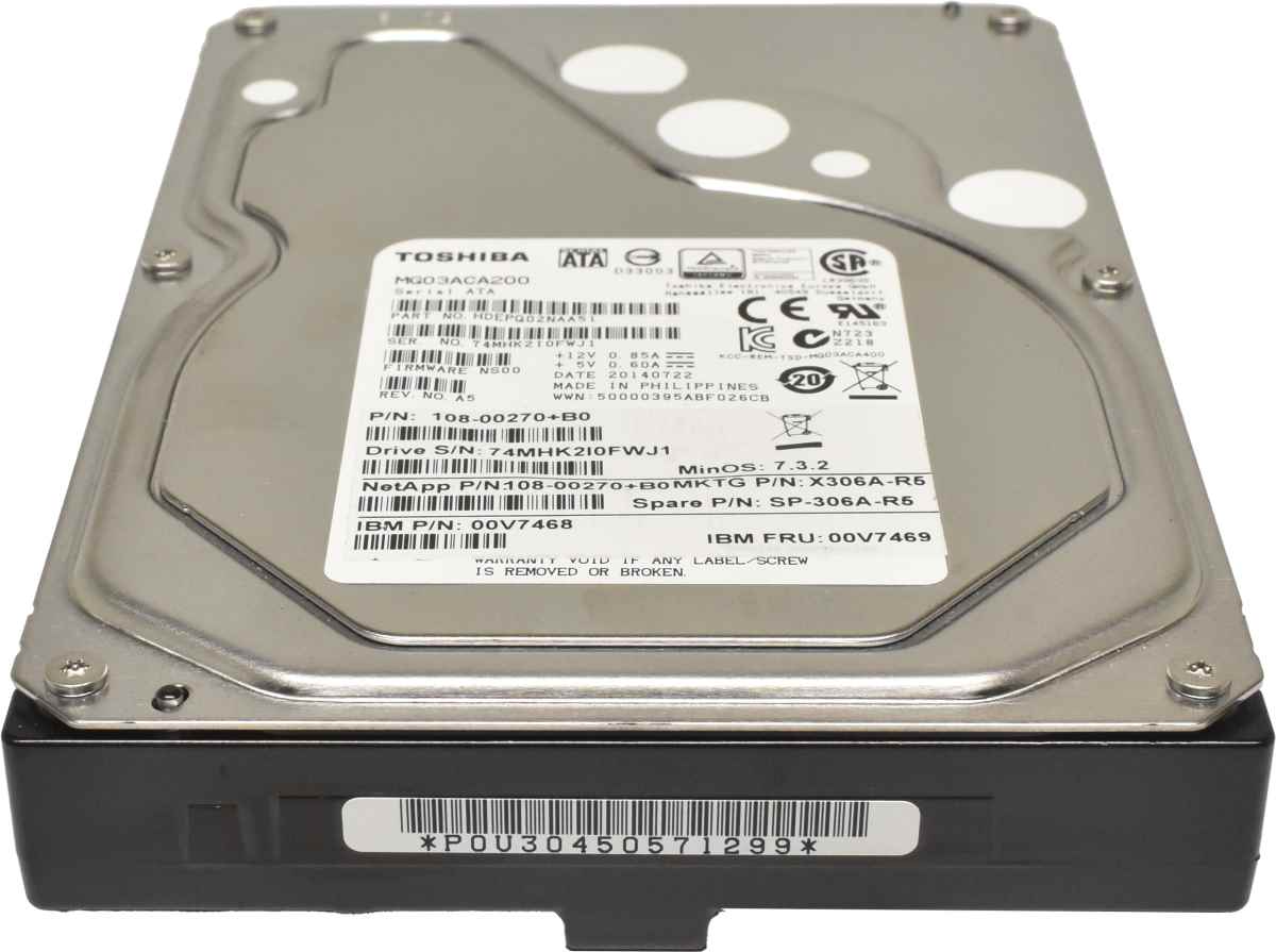 NetApp Toshiba 2TB 3.5" 7.2K 6G SAS HDD Festplatte MG03ACA200 X306A-R5