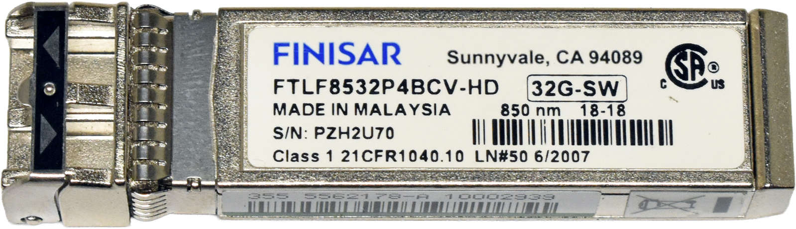 Finisar-FTLF8532P4BCV-HD-32G-SW-SFP-850nm-100m-LC-004.jpg Finisar FTLF8532P4BCV-HD 32G-SW SFP+ 850nm 100m LC Duplex FC Transceiver Module
