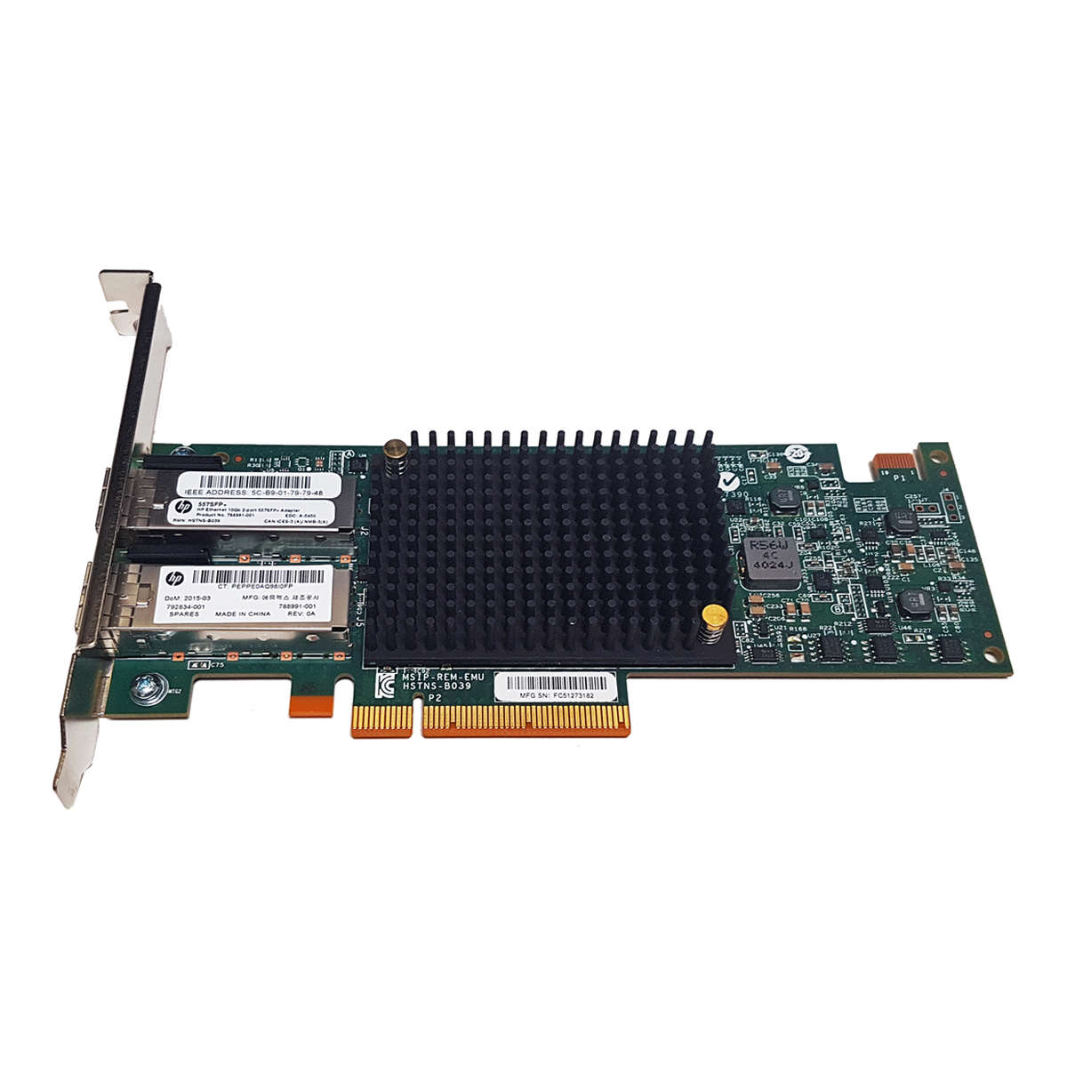 HP 557SFP+ Dual-Port 10G PCIe x8 Server Adapter 788991-001 792834-001 FP 2x GBIC