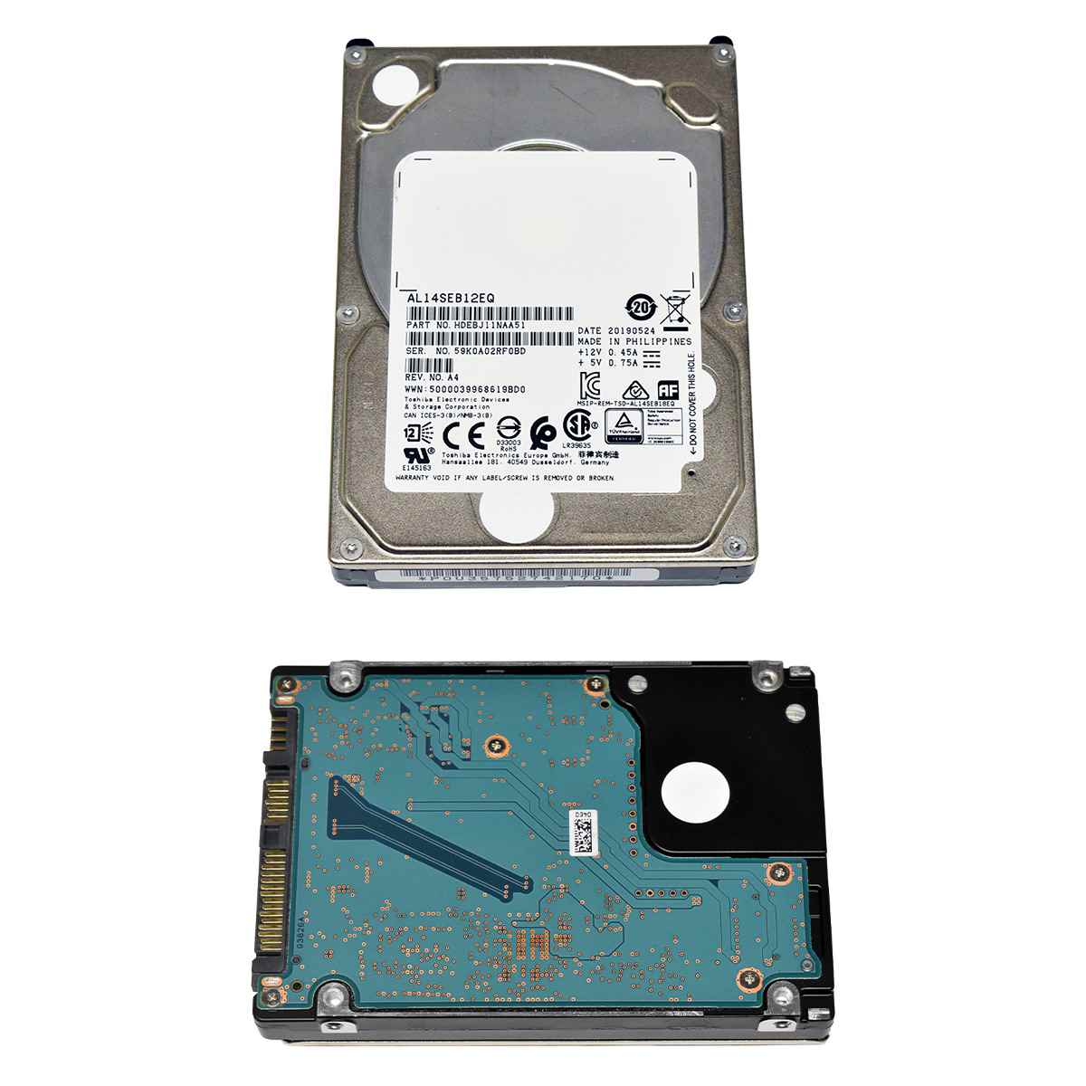 Toshiba 1.2TB 2.5“ 10K 12G SAS HDD AL14SEB12EQ HDEBJ11NAA51 512 Bytes Primergy TX1320 M3