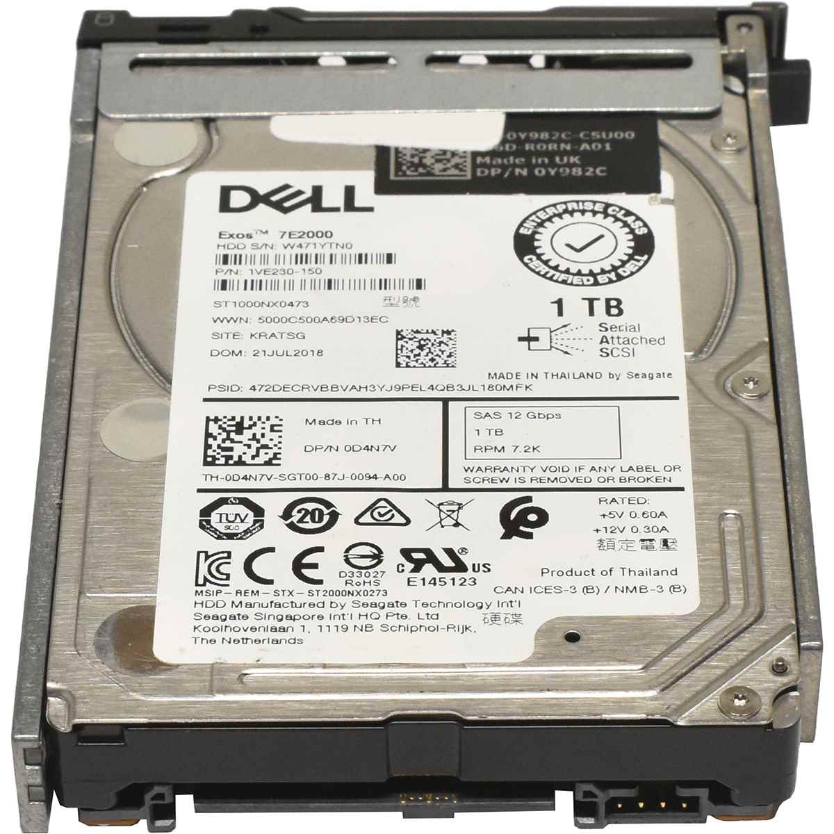 Dell Seagate Exos 7E2000 1TB 2.5" 7.2K 12G SAS HDD Festplatte ST1000NX0473 0D4N7V 1VE230-150 mit Rahmen Dell Seagate Exos 7E2000 1TB 2.5" 7.2K 12G SAS HDD Festplatte ST1000NX0473 0D4N7V 1VE230-150 mit Rahmen