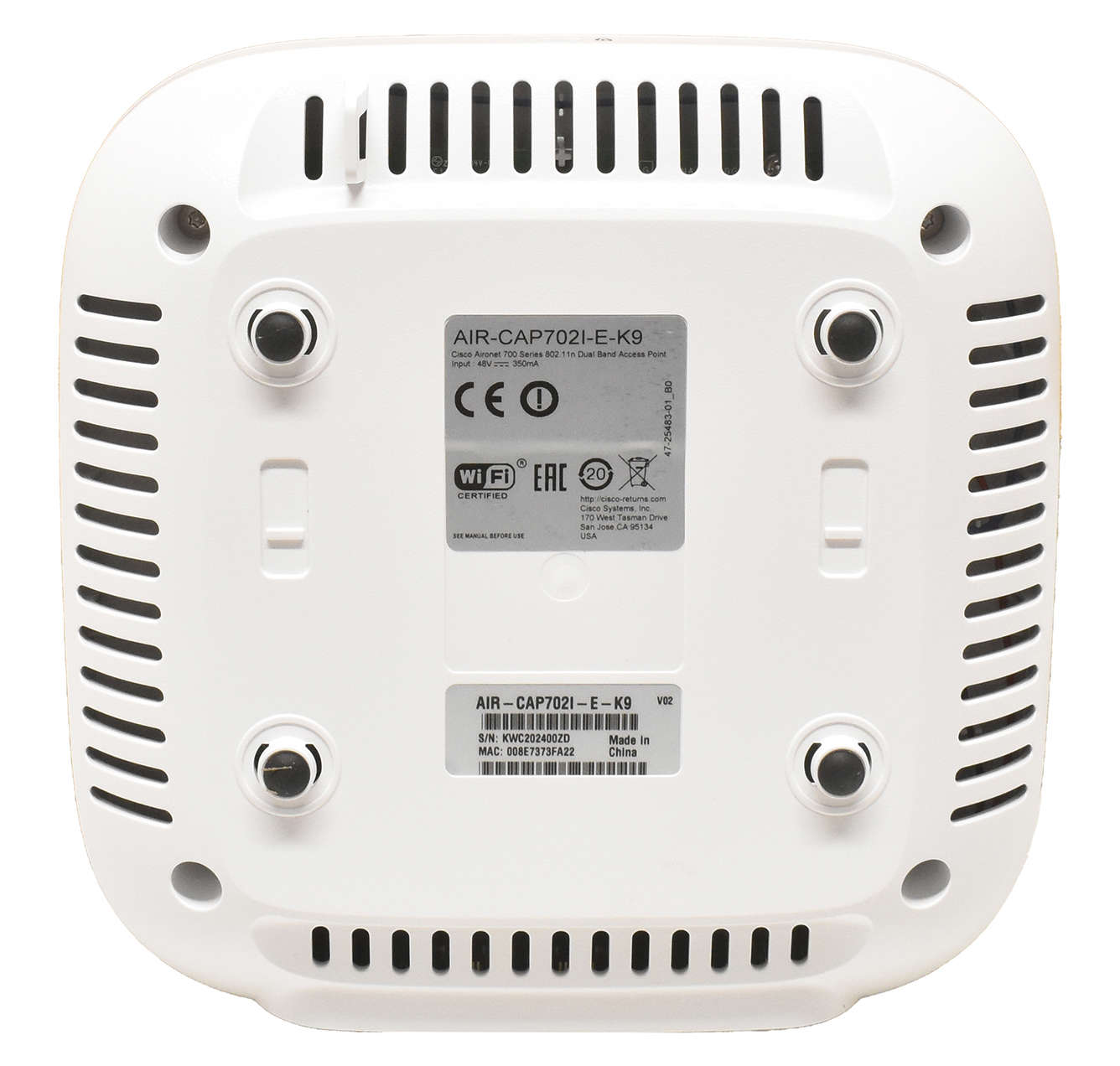 Cisco-Access-Point-AIR-CAP702I-E-K9-802-11n-Dual-B-005.jpg Cisco Access Point AIR-CAP702I-E-K9 802.11n Dual Band 2x2:2SS Int Ant E Reg Domain No AC 74-11077-02 NEU