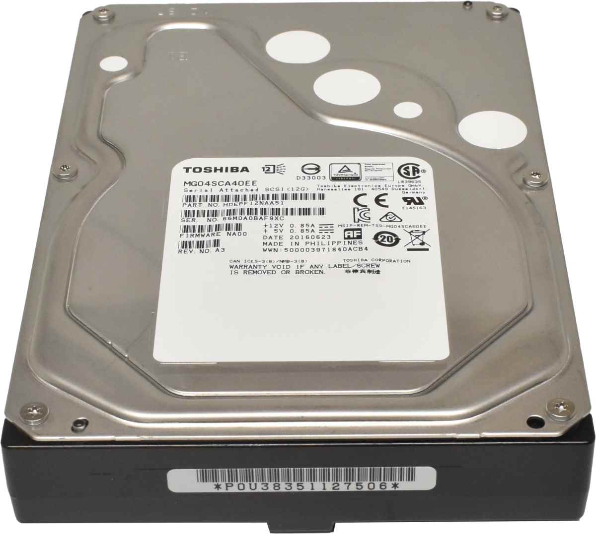 Toshiba 4TB 3,5" 7,2K 12G SAS HDD Festplatte MG04SCA40EE Toshiba 4TB 3,5" 7,2K 12G SAS HDD Festplatte MG04SCA40EE