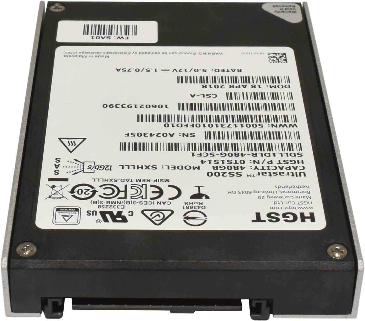 HGST Ultrastar SS200 480GB 2.5" SAS SSD SXHLLL 0TS1514