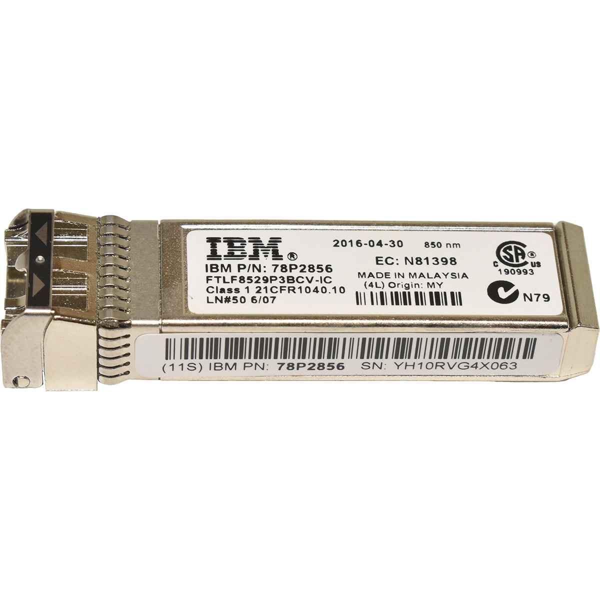 IBM FTLF8529P3BCV-IC 16Gb SW SFP+ 850nm FC Transceiver 78P2856