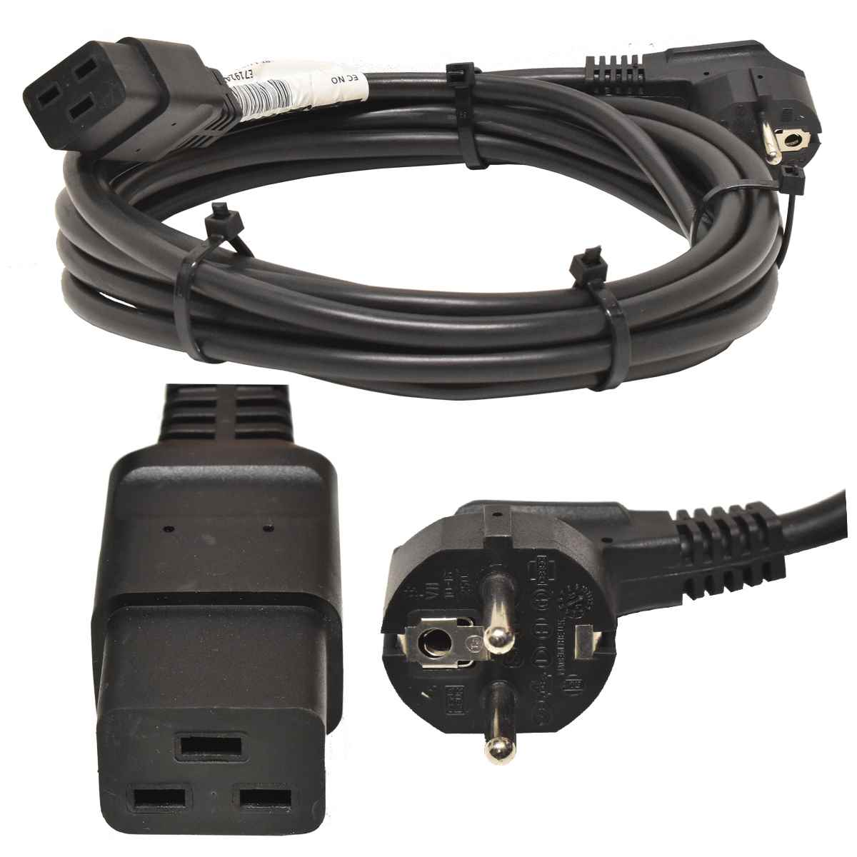 Netzkabel 4m Schuko gewinkelt - C19 IBM 14F1554 E71924F 16A H05VV-F 3G1,5mm schwarz Netzkabel 4m Schuko gewinkelt - C19 IBM 14F1554 E71924F 16A H05VV-F 3G1,5mm schwarz