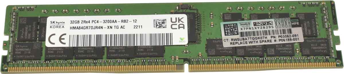 HP Skhynix 32GB 2Rx4 PC4-3200AA-RB2 Server RAM ECC DDR4 HMA84GR7DJR4N-XN P03052-091 HP Skhynix 32GB 2Rx4 PC4-3200AA-RB2 Server RAM ECC DDR4 HMA84GR7DJR4N-XN P03052-091