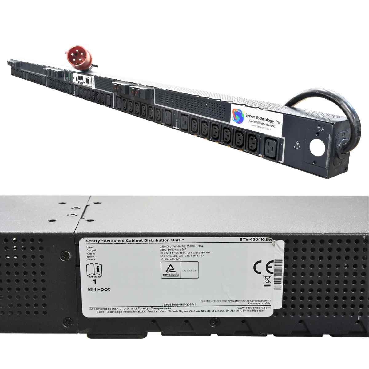 Server Technology 3 Phasen PDU STV-4304K/SW CW48VM-4PKQ58A1 mit PIPS 12xC19 36xC13 Server Technology 3 Phasen PDU STV-4304K/SW CW48VM-4PKQ58A1 mit PIPS 12xC19 36xC13