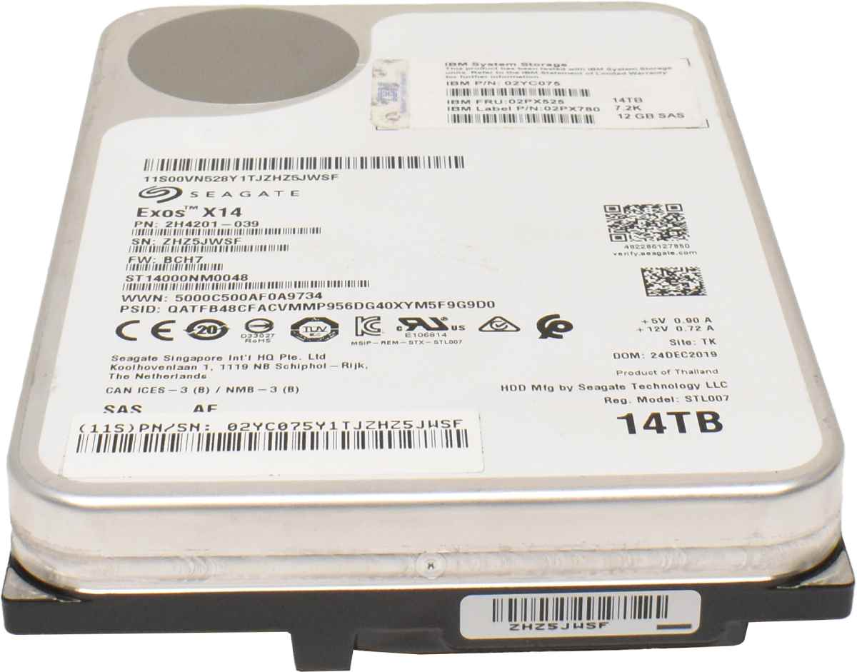 IBM Seagate Exos X14 14TB 02YC075 02PX525 ST14000NM0048 3.5" 7.2K 12G SAS HDD Festplatte