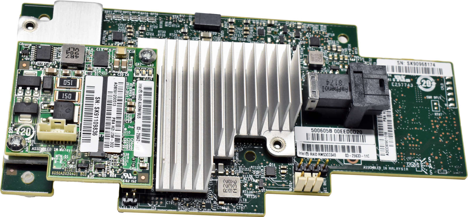 Intel 12G MiniSAS HD RAID Controller PBA H24095-303 03-25633-11C RMS3CC040 + Cache + Cable