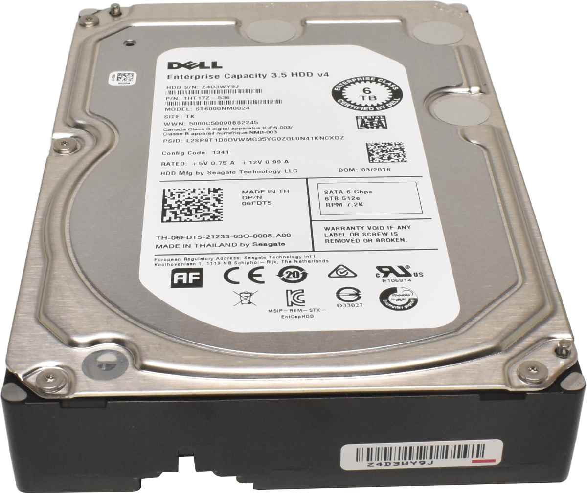 Dell Seagate 6TB 3.5" 7.2K 6G SATA HDD Festplatte ST6000NM0024 06FDT5 1HT17Z-536