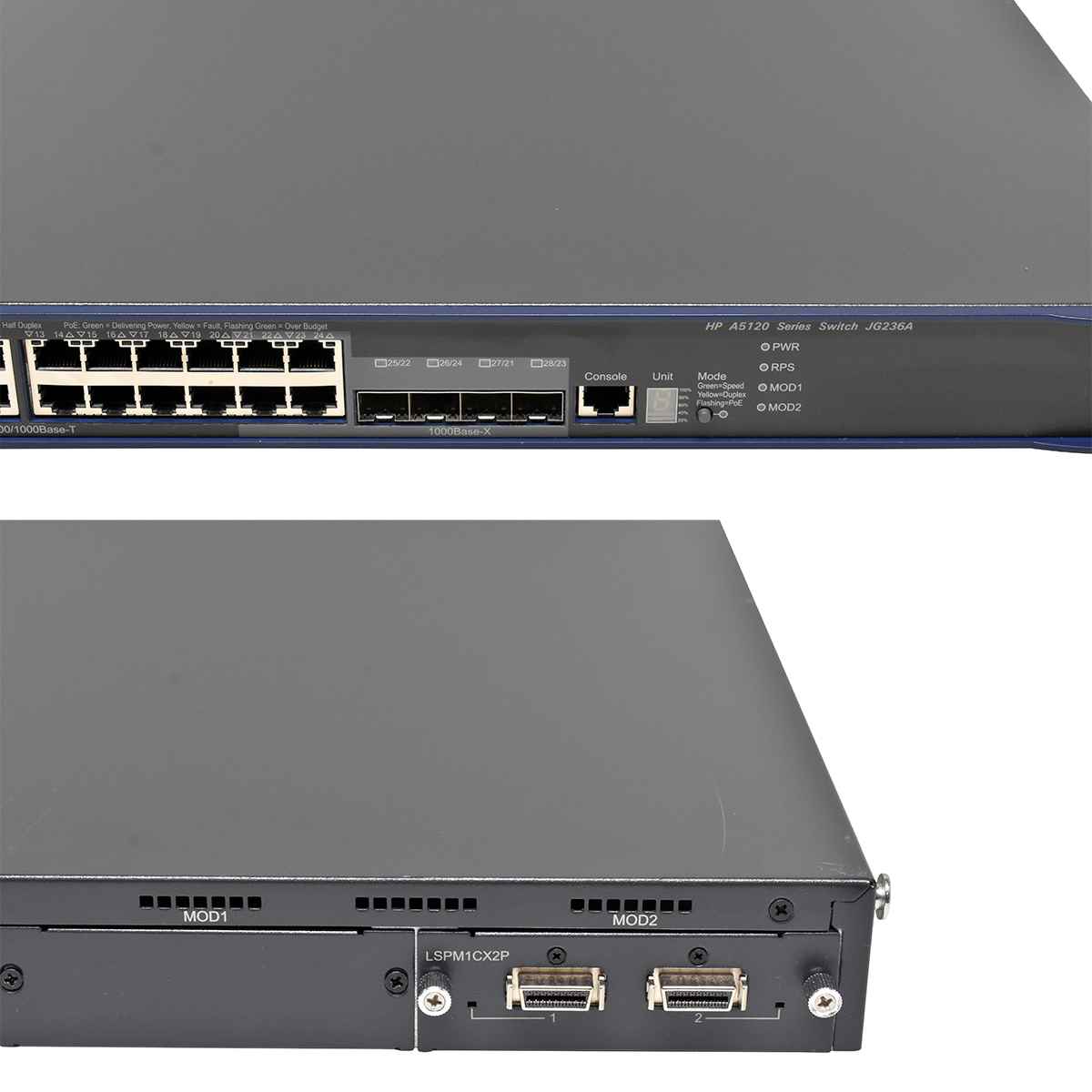 HP A5120-24G-PoE+ EI JG236A 24-Port GE PoE+ Switch + Modul LSPM1CX2P HP A5120-24G-PoE+ EI JG236A 24-Port GE PoE+ Switch + Modul LSPM1CX2P
