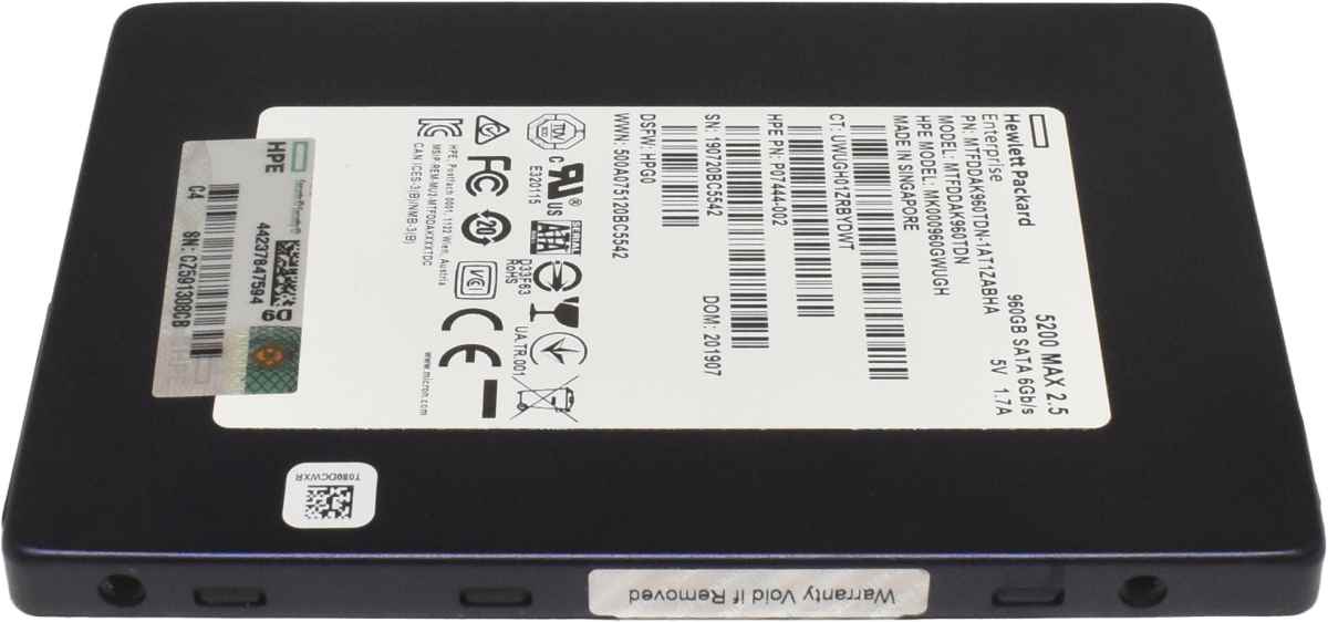 Micron HPE 5200 MAX 2.5 960GB SATA DS 6Gb 2.5" SSD MTFDDAK960TDN P07444-002 Micron HPE 5200 MAX 2.5 960GB SATA DS 6Gb 2.5" SSD MTFDDAK960TDN P07444-002