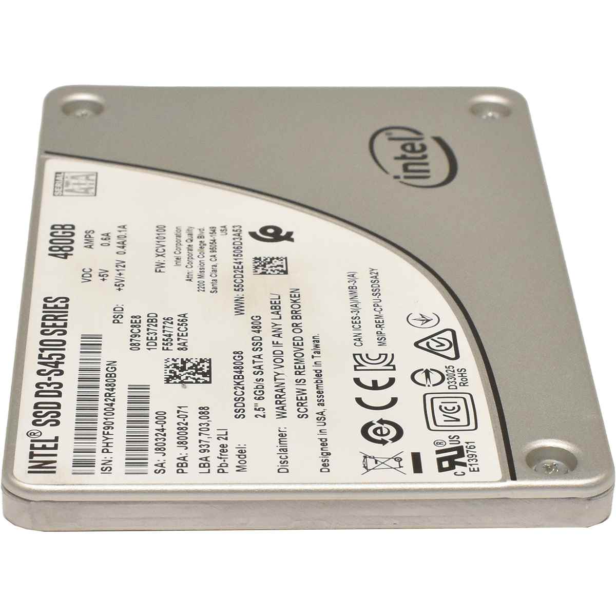 Intel SSD D3-S4510 Series 480GB 2.5" 6GB SATA SSDSC2KB480G8 Intel SSD D3-S4510 Series 480GB 2.5" 6GB SATA SSDSC2KB480G8