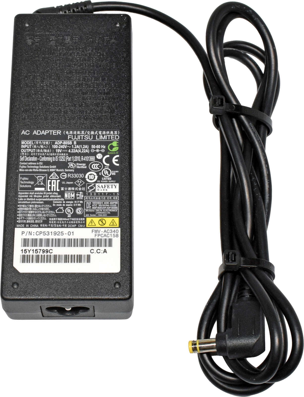 Fujitsu Delta ADP-80SB B CP531925-01/26-01 80W AC Adapter 19V 4.22A +Power Cord
