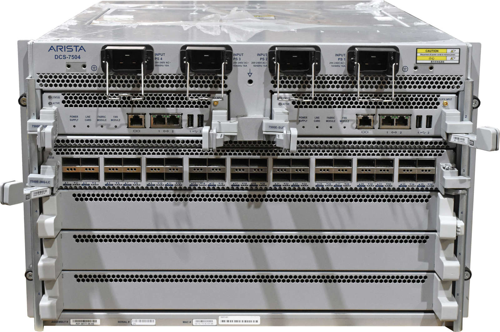 Arista-DCS-7504-Data-Center-Switch-DCS-7500E-36Q-L-001.jpg Arista DCS-7504 Data Center Switch +DCS-7500E-36Q-LC 2x DCS-7500E-SUP 4x PSU 6x FAN