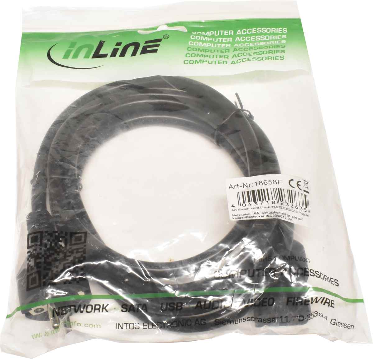 InLine 2m IEC320 / C19 16A 16658F 3G1.5mm schwarz Netzkabel NEU InLine 2m IEC320 / C19 16A 16658F 3G1.5mm schwarz Netzkabel NEU