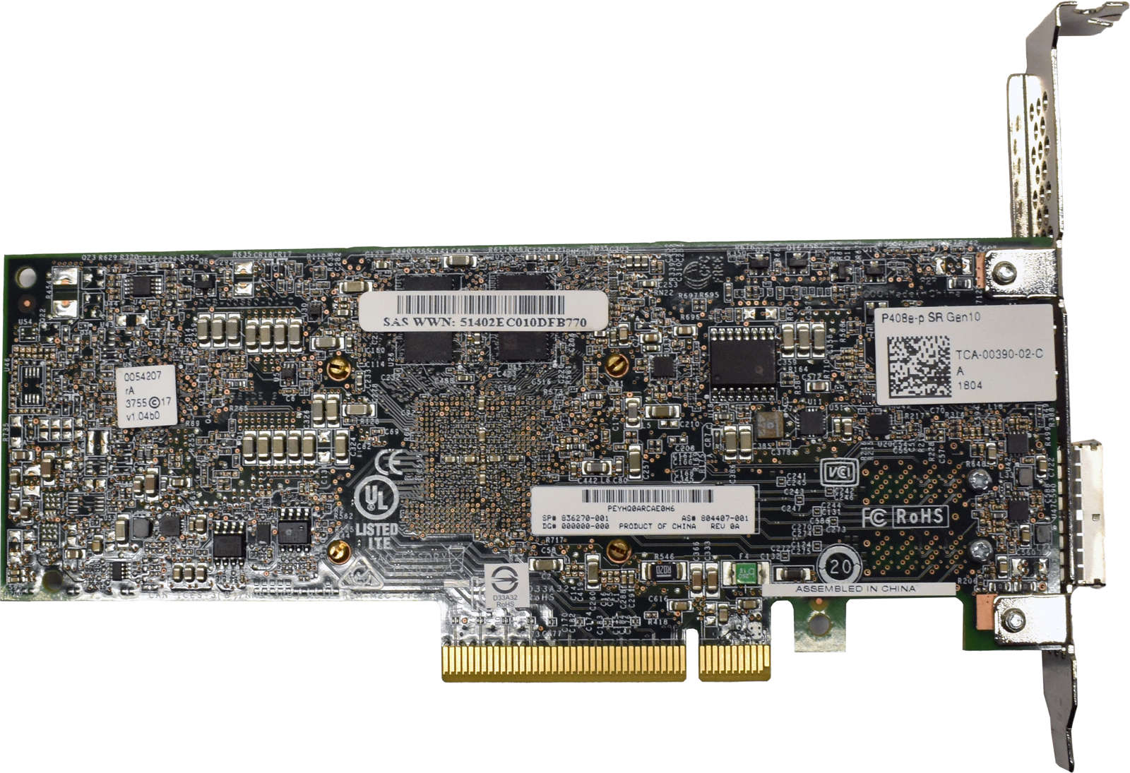 HPE-Smart-Array-P408e-p-SR-Gen10i-SAS-RAID-Control-002.jpg HPE Smart Array P408e-p SR Gen10i SAS RAID Controller PCI-E x8 4GB Cache SP#: 836270-001
