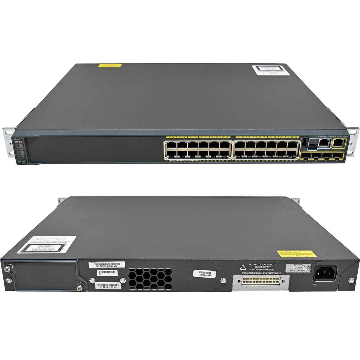 Cisco Catalyst WS-C2960S-24PS-L 24-Port PoE+ GE Switch 4x SFP Rack Ears Cisco Catalyst WS-C2960S-24PS-L 24-Port PoE+ GE Switch 4x SFP Rack Ears