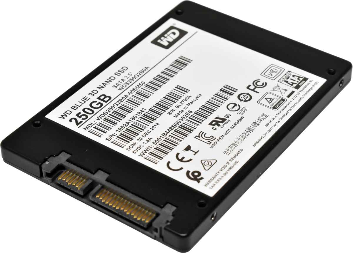 WD Blue 3D NAND 250GB WDS250G2B0A 2.5" 7mm 6G SATA SSD WD Blue 3D NAND 250GB WDS250G2B0A 2.5" 7mm 6G SATA SSD