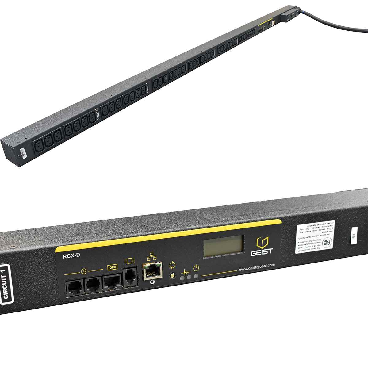 Geist RCX-D MU3302Q URCXW423-103C13PS56-D 42xC13 Metered PDU 3-Phasen Geist DU00X5W1-48MI17-0H02A9J00-S-A 42xC13 6xC19 PDU