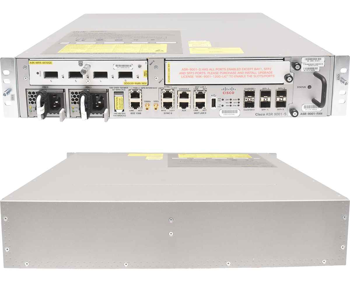 Cisco ASR-9001-S 68-4993-03 Aggregation Services Router 1x A9K-MPA-4X10GE 2x PSU Rack Ears Cisco ASR-9001-S 68-4993-03 Aggregation Services Router 1x A9K-MPA-4X10GE 2x PSU Rack Ears