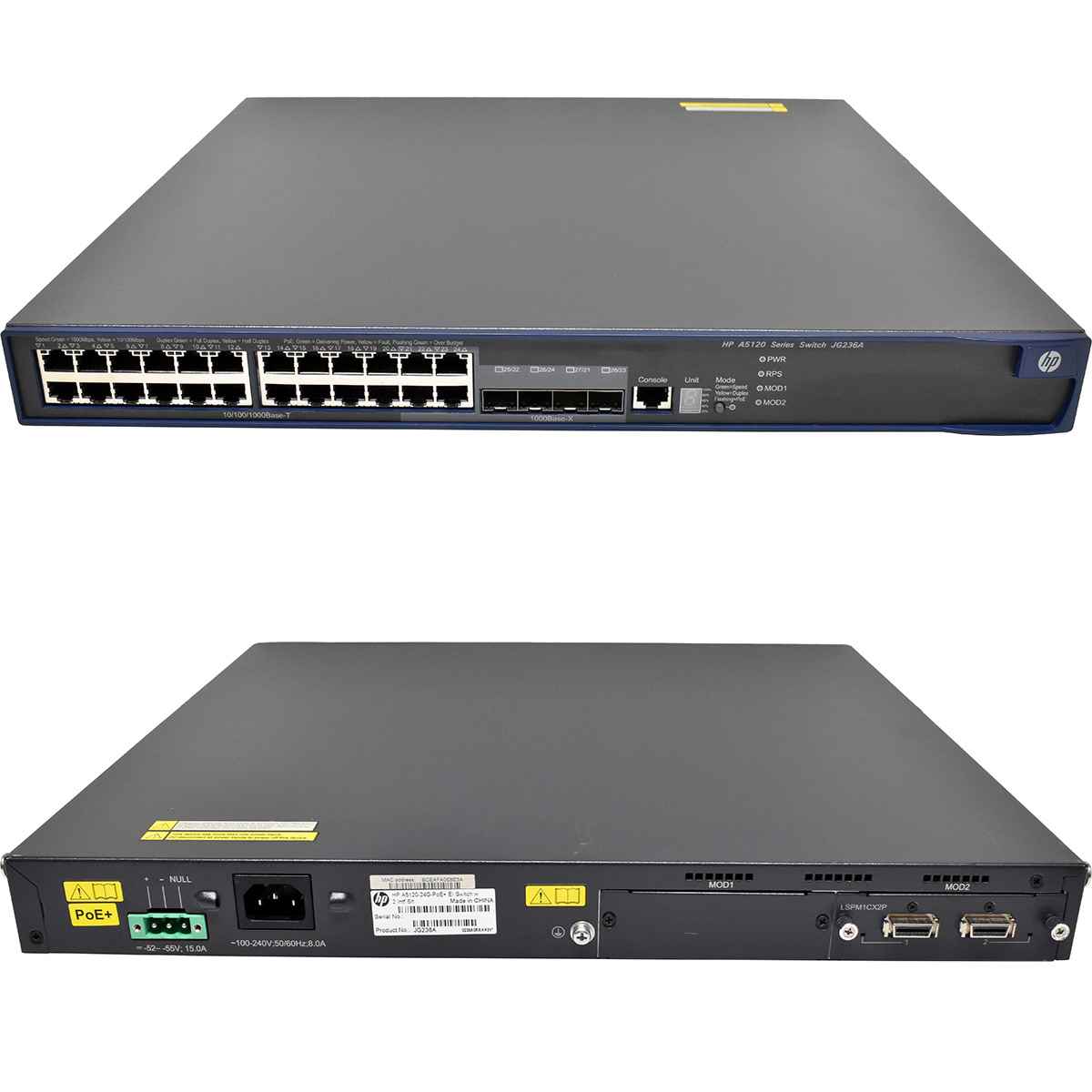HP A5120-24G-PoE+ EI JG236A 24-Port GE PoE+ Switch + Modul LSPM1CX2P HP A5120-24G-PoE+ EI JG236A 24-Port GE PoE+ Switch + Modul LSPM1CX2P