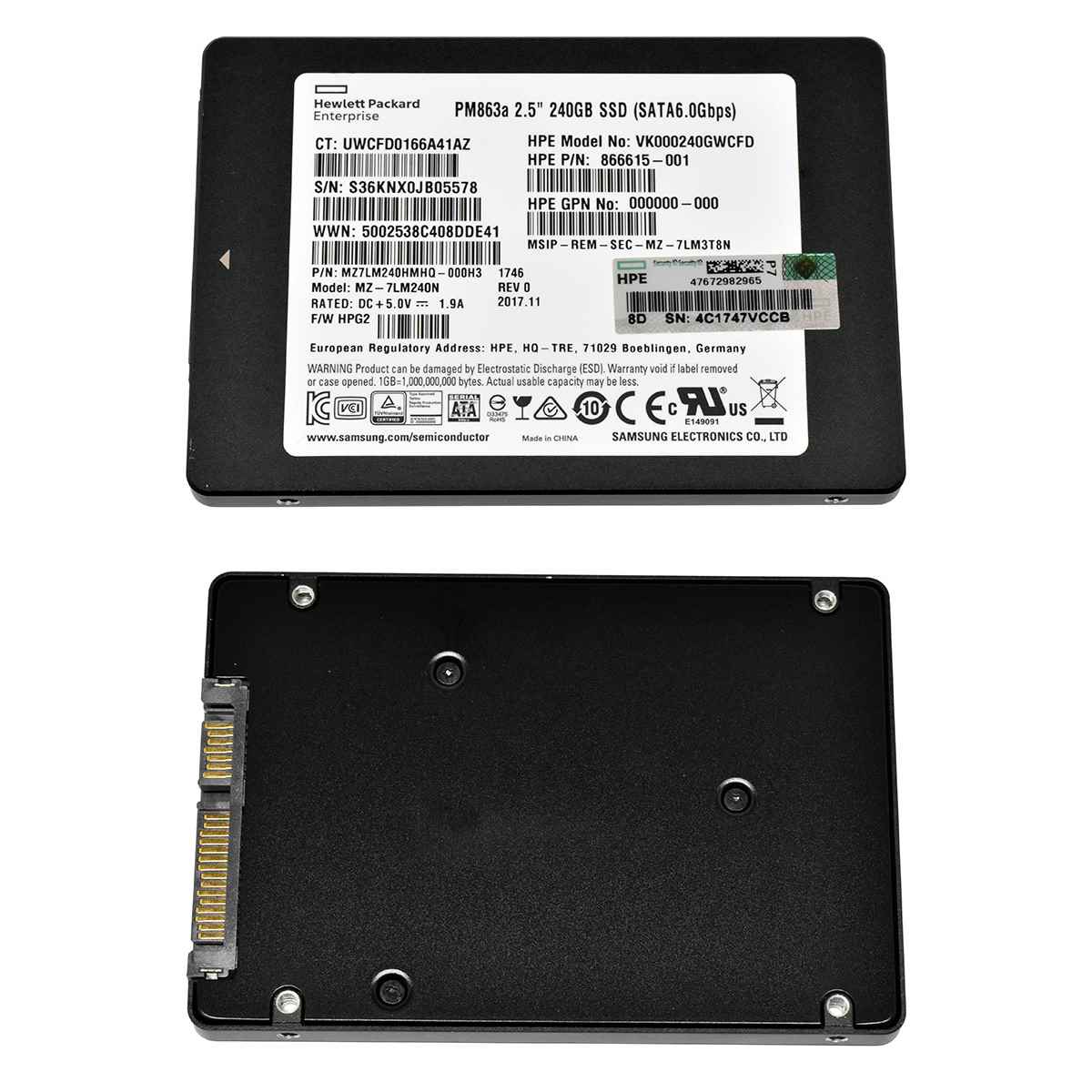 HP Samsung PM863a 240GB SATA 6G 2.5 Zoll SSD MZ-7LM240N 866615-001