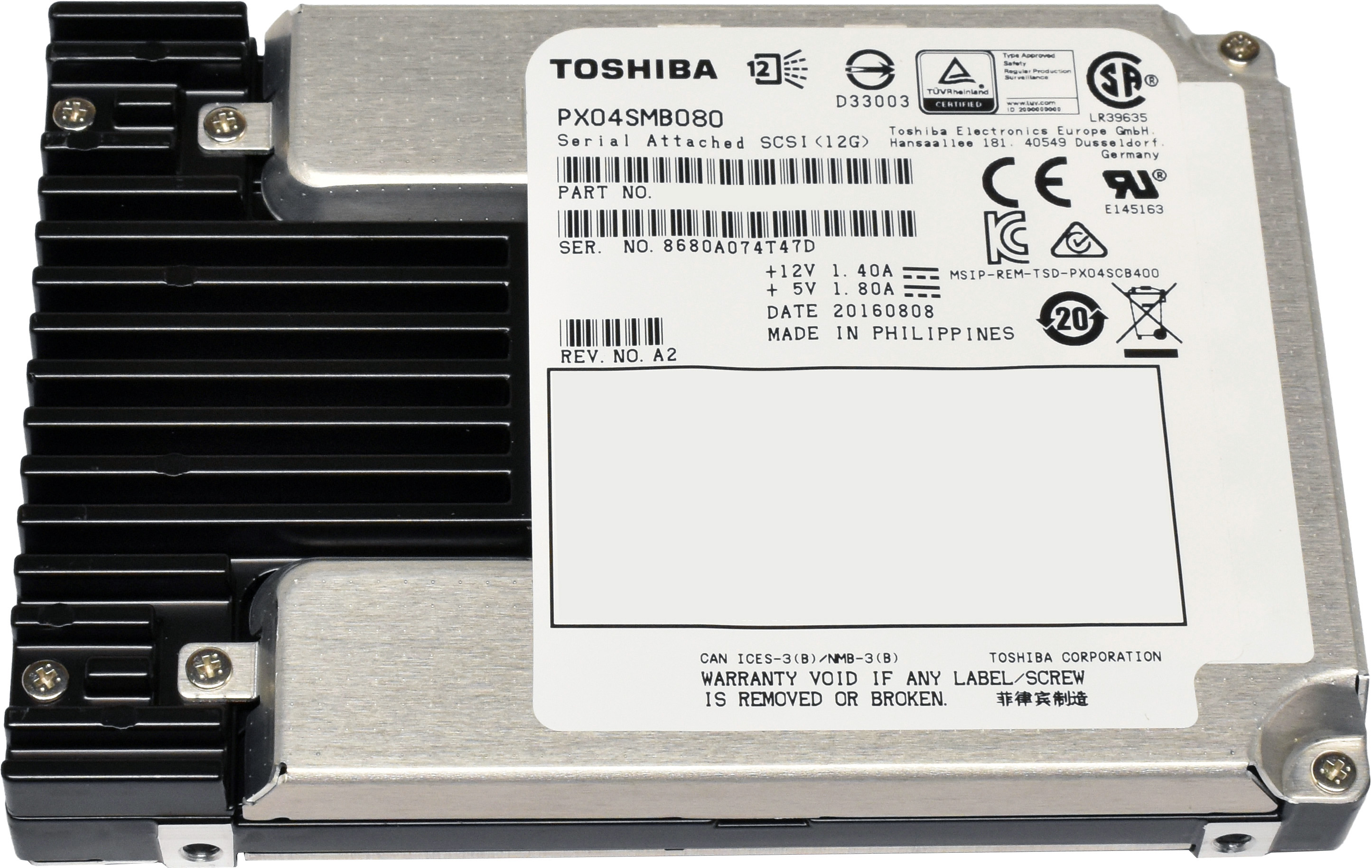 Toshiba 800GB 2.5" 12G SAS SSD PX04SMB080