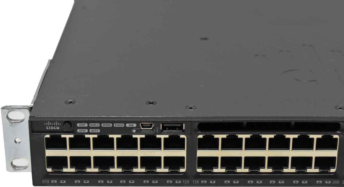 Cisco Catalyst WS-C3650-48PS-S 48-Port RJ-45 PoE+ GE Switch 4x 1G SFP 2x PSU Rack Ears