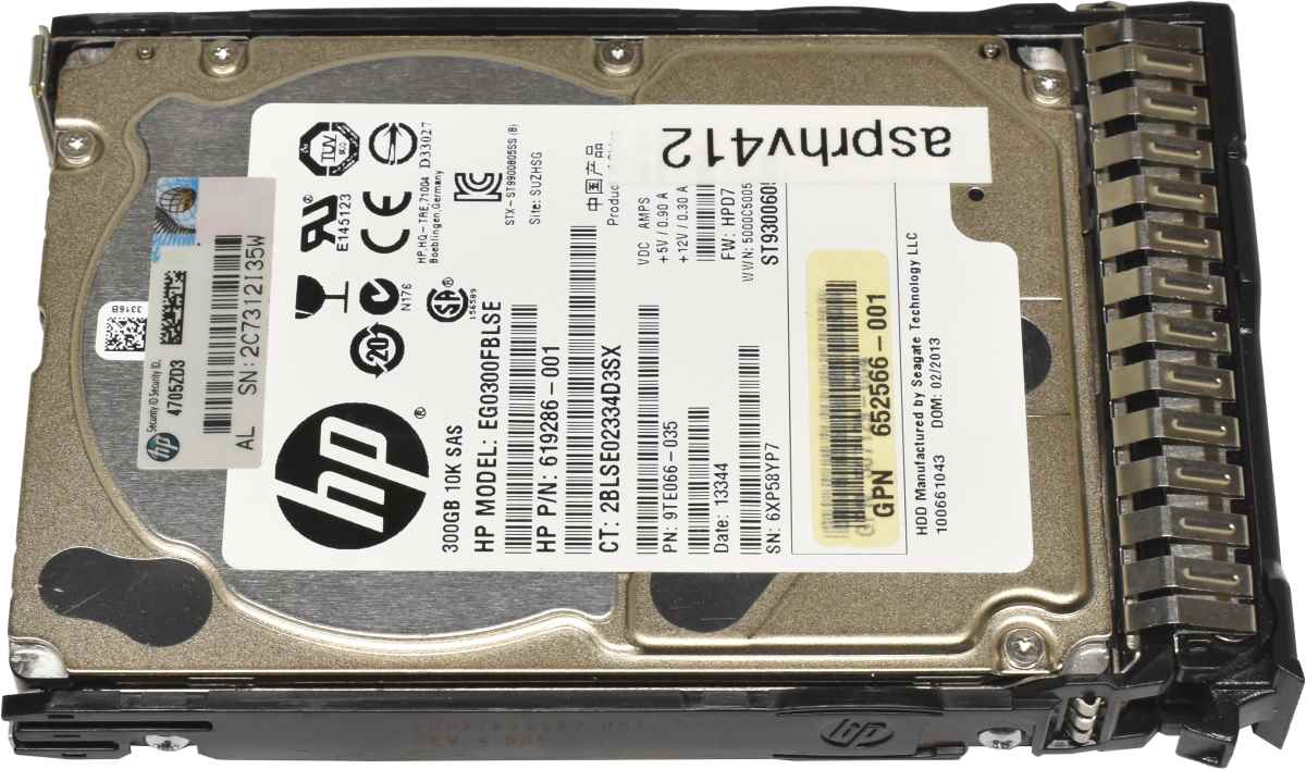HP 300GB 2.5" 6G 10K SAS HDD Festplatte EG0300FBLSE 619286-001 mit Rahmen