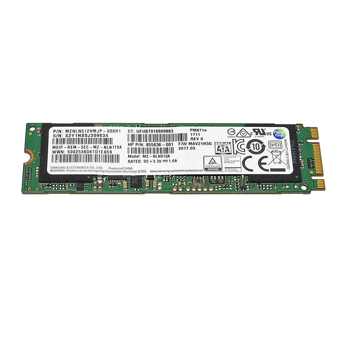 HP Samsung MZ-NLN512A Solid State Drive (SSD) 512 GB M.2 2280 SATA 844867-001