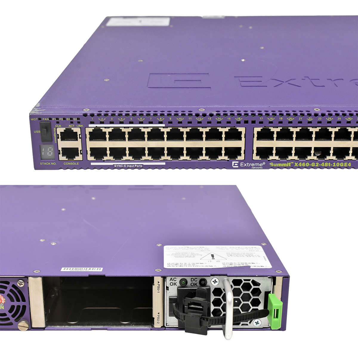 Extreme-Summit-X460-G2-48t-10GE4-Base-16702-48-Por-007.jpg Extreme Summit X460-G2-48t-10GE4-Base 16702 48-Port RJ-45 GE Switch 4x 10G SFP+ 1x PSU